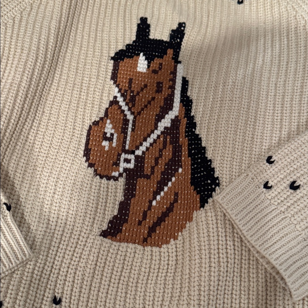 The Great. NWT The Horse Lodge Cardigan Open cardigan with horse motif - Picture 11 of 12